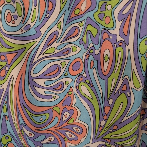 Groovy 60s 70s Multicolored Psychedelic Paisley Long Sleeve XL Tunic Hippie - Picture 12 of 12